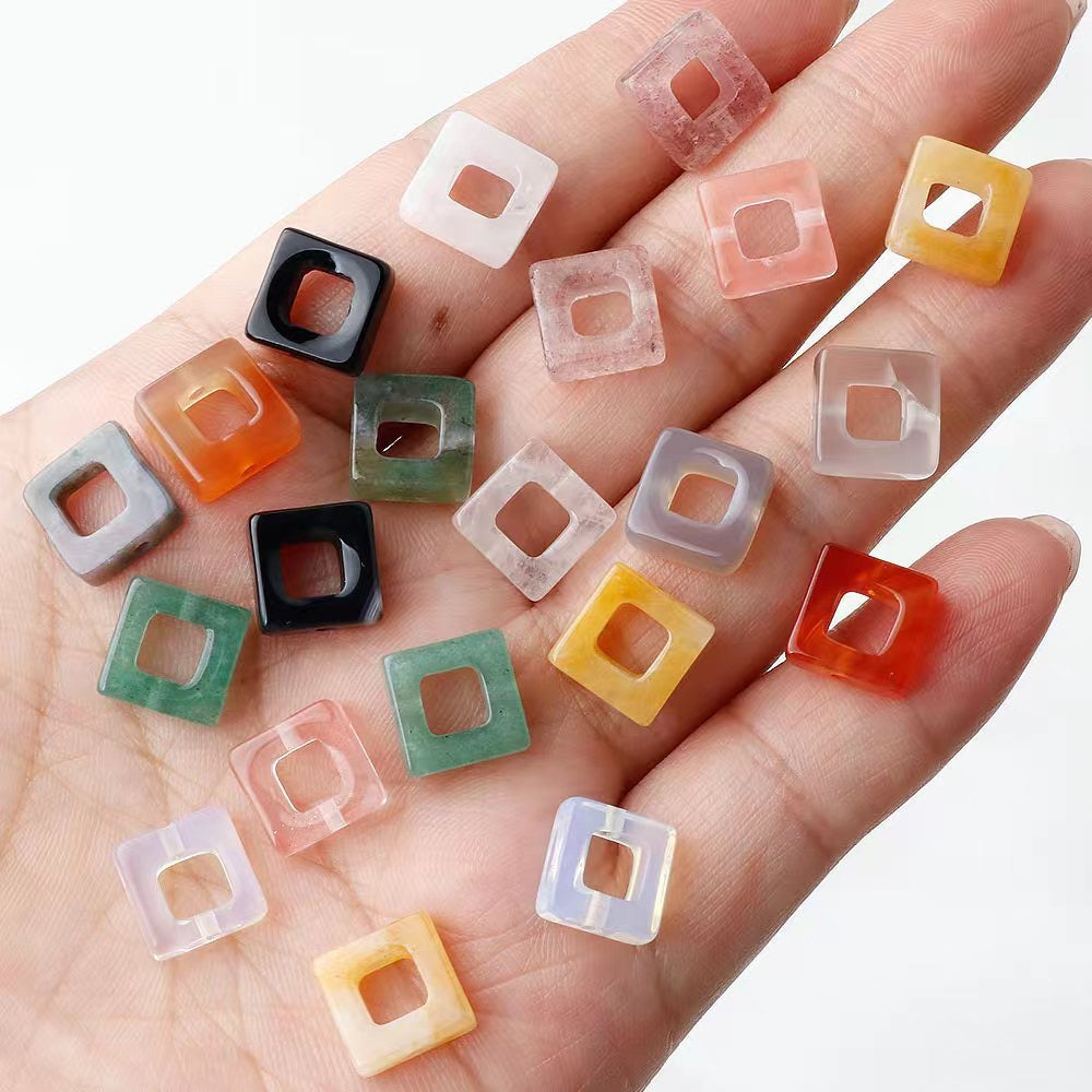 10mm Mixed Crystal Heart & Square Beads for Spiritual Jewelry