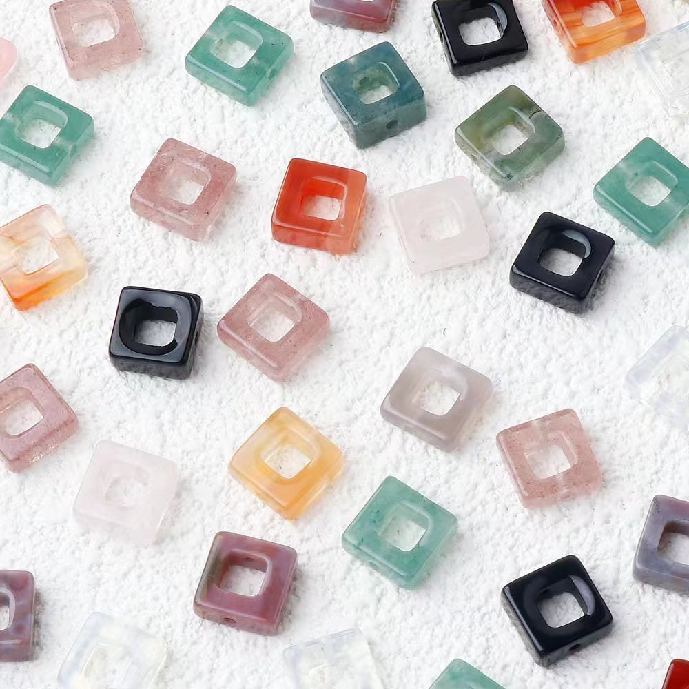 10mm Mixed Crystal Heart & Square Beads for Spiritual Jewelry