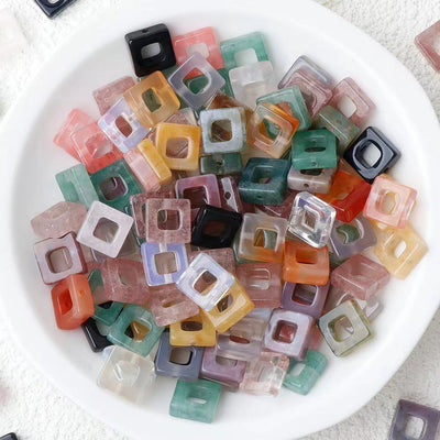 10mm Mixed Crystal Heart & Square Beads for Spiritual Jewelry