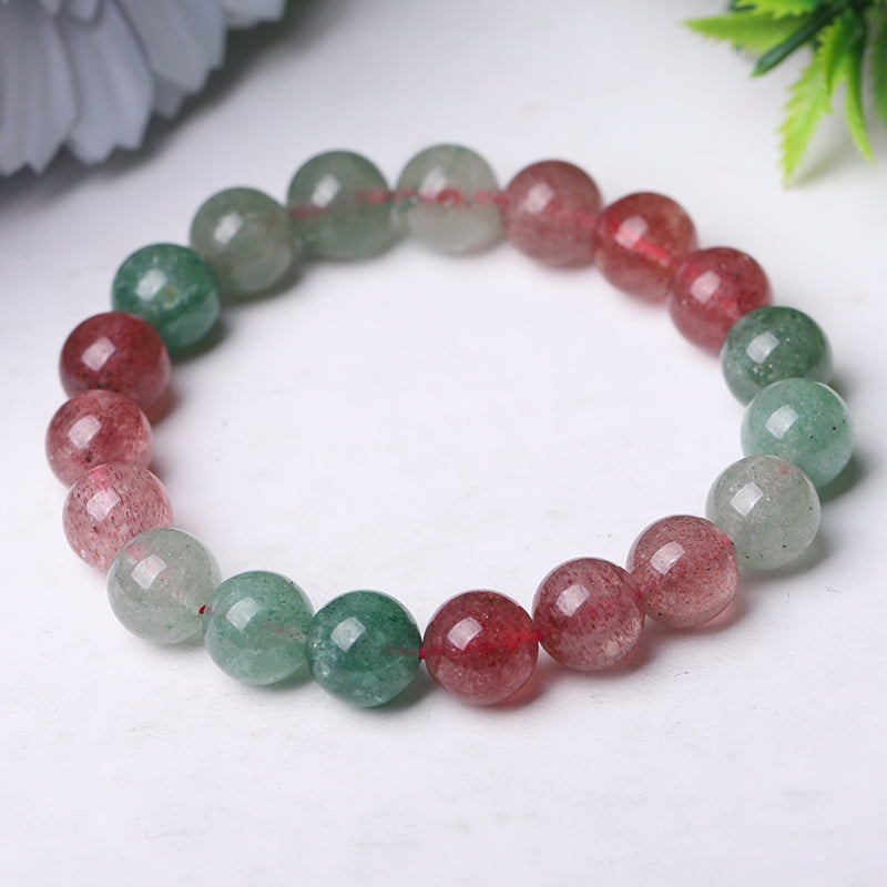 10mm Mixed Strawberry Quartz Healing Spiritual Bracelet