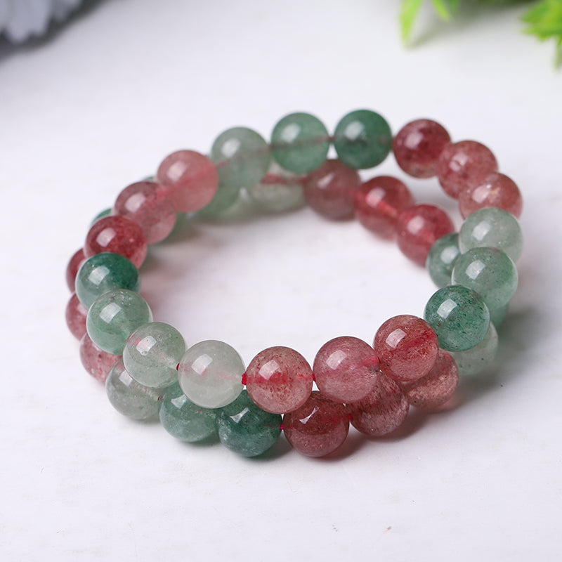 10mm Mixed Strawberry Quartz Healing Spiritual Bracelet