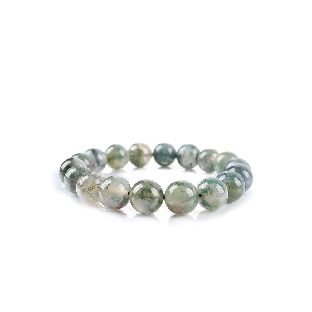 10mm Moss Agate Healing Bracelet for Emotional Balance