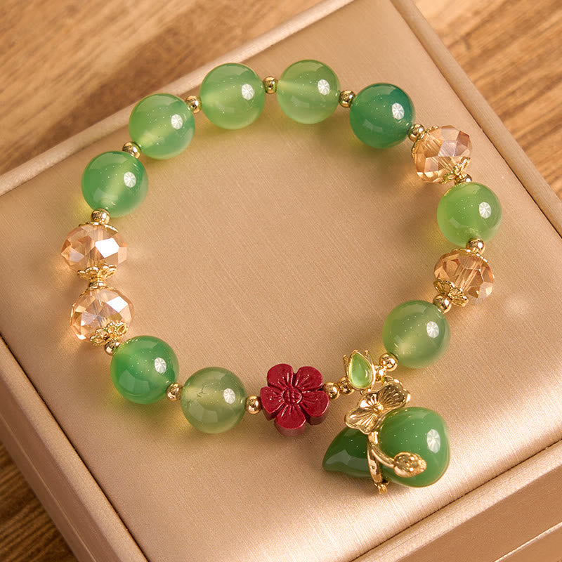 10mm Natural Red and Green Agate Confidence Bracelet