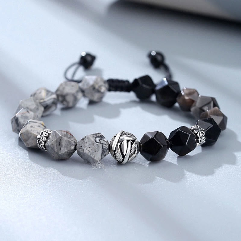 10mm Obsidian Grey Jasper Natural Protection Bracelet