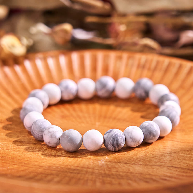 10mm Picasso Jasper White Turquoise Courage Bracelet