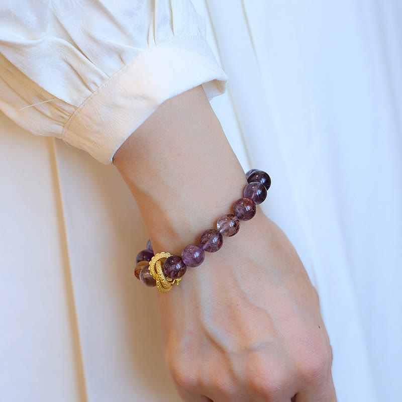 10mm Purple Phantom Gold-plated Dragon Wisdom Bracelet