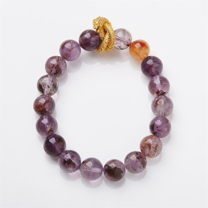10mm Purple Phantom Gold-plated Dragon Wisdom Bracelet