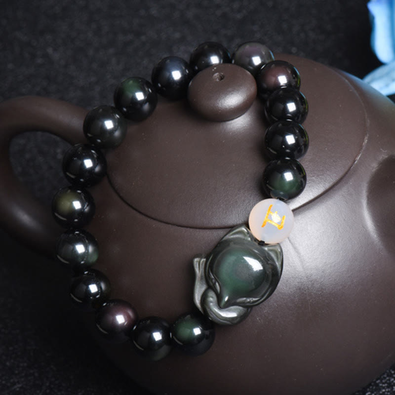 10mm Rainbow Obsidian Protection Bracelet