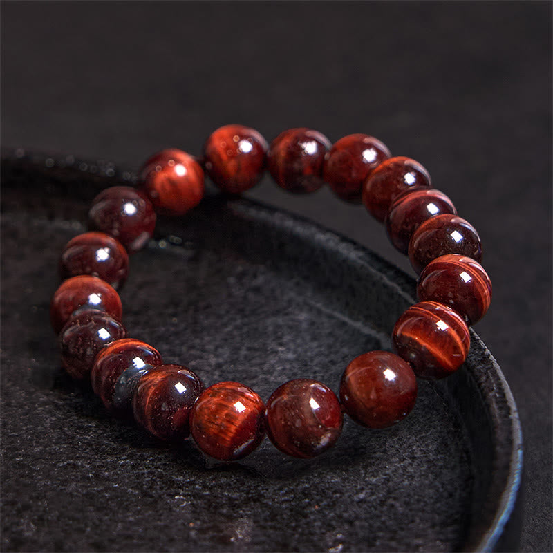 10mm Red Tiger Eye Healing Bracelet for Courage