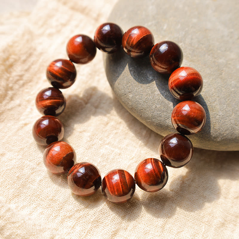 10mm Red Tiger Eye Healing Bracelet for Courage