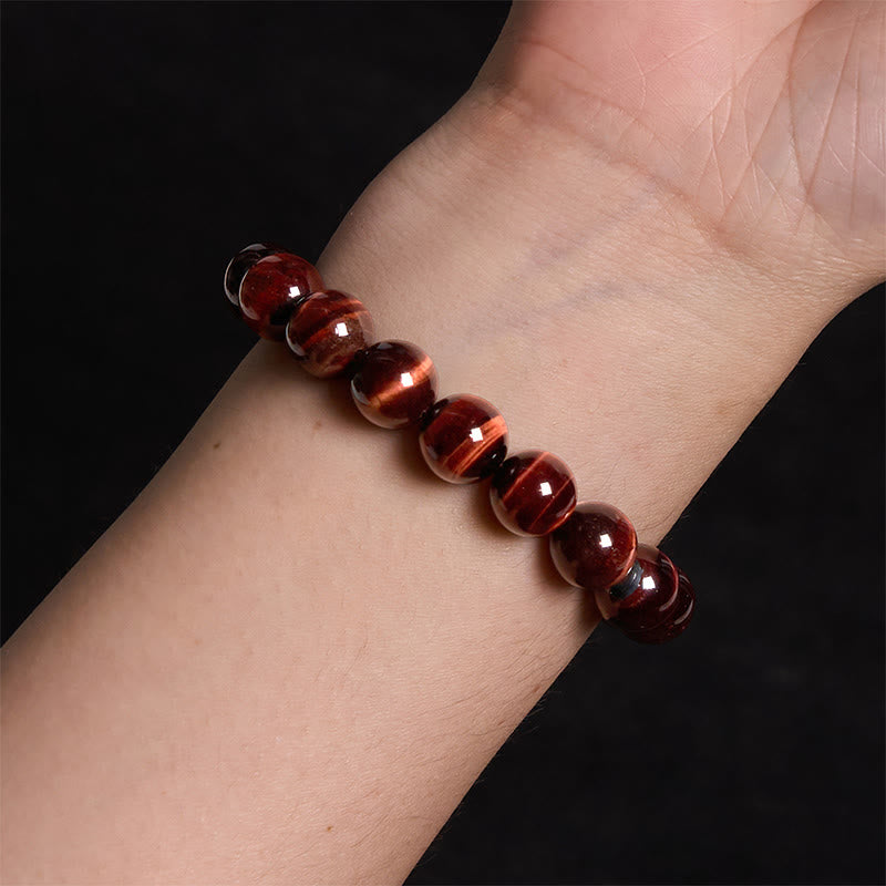 10mm Red Tiger Eye Healing Bracelet for Courage
