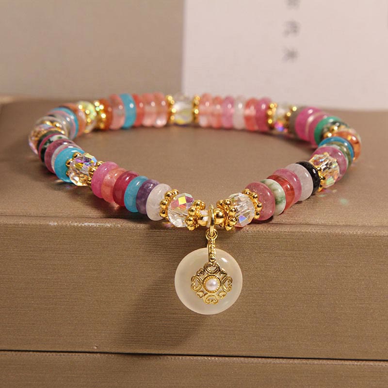 10mm Strawberry Quartz Peace Buckle Crystal Bracelet for Harmony