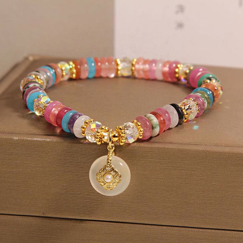 10mm Strawberry Quartz Peace Buckle Crystal Bracelet for Harmony