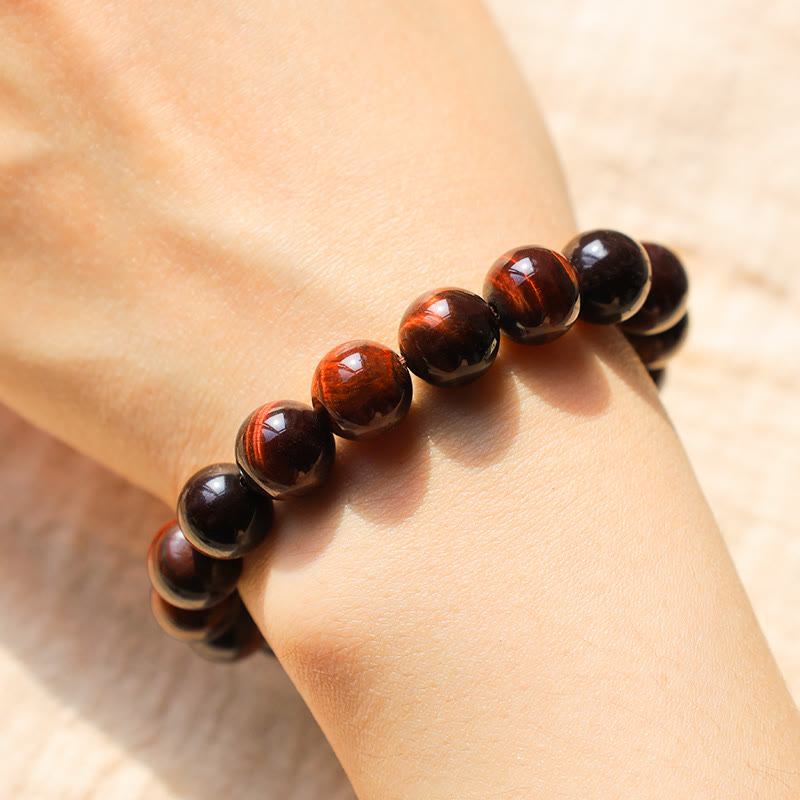 10mm Tiger Eye Courage Bead Bracelet for Protection
