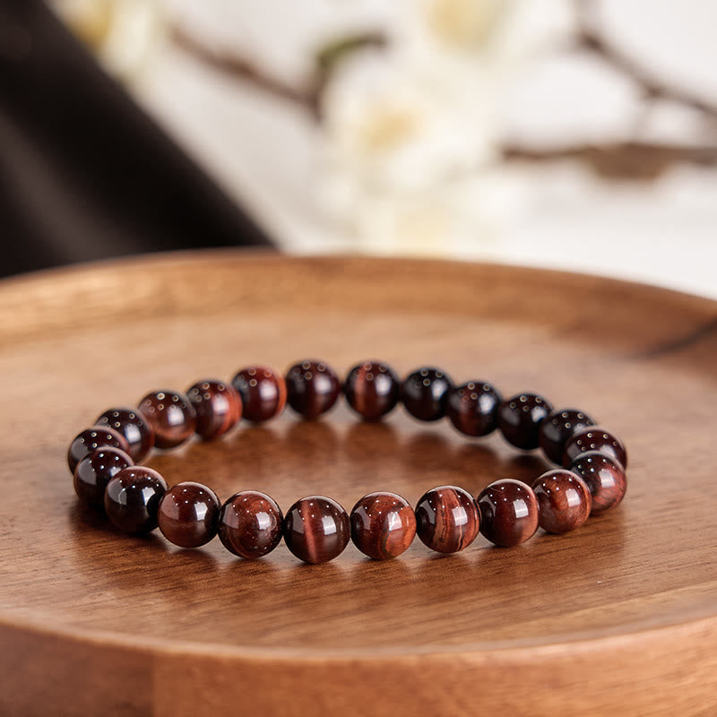 10mm Tiger Eye Courage Bead Bracelet for Protection