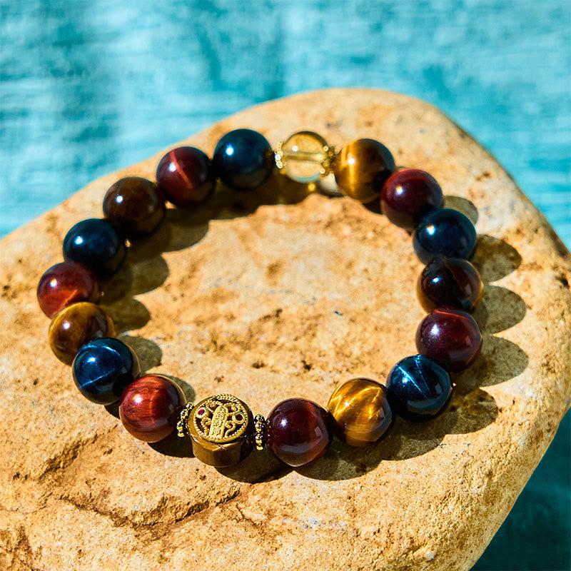 10mm Tiger Eye Protection Courage Bracelet for Resilience