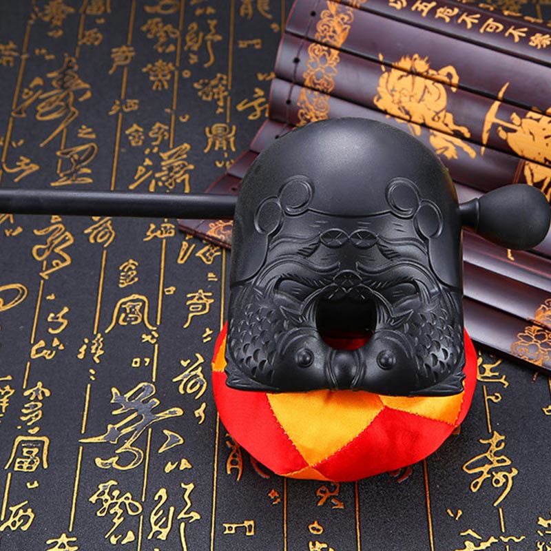 11.5cm Wooden Fish Drum with Koi Pattern | Mindfulness Meditation