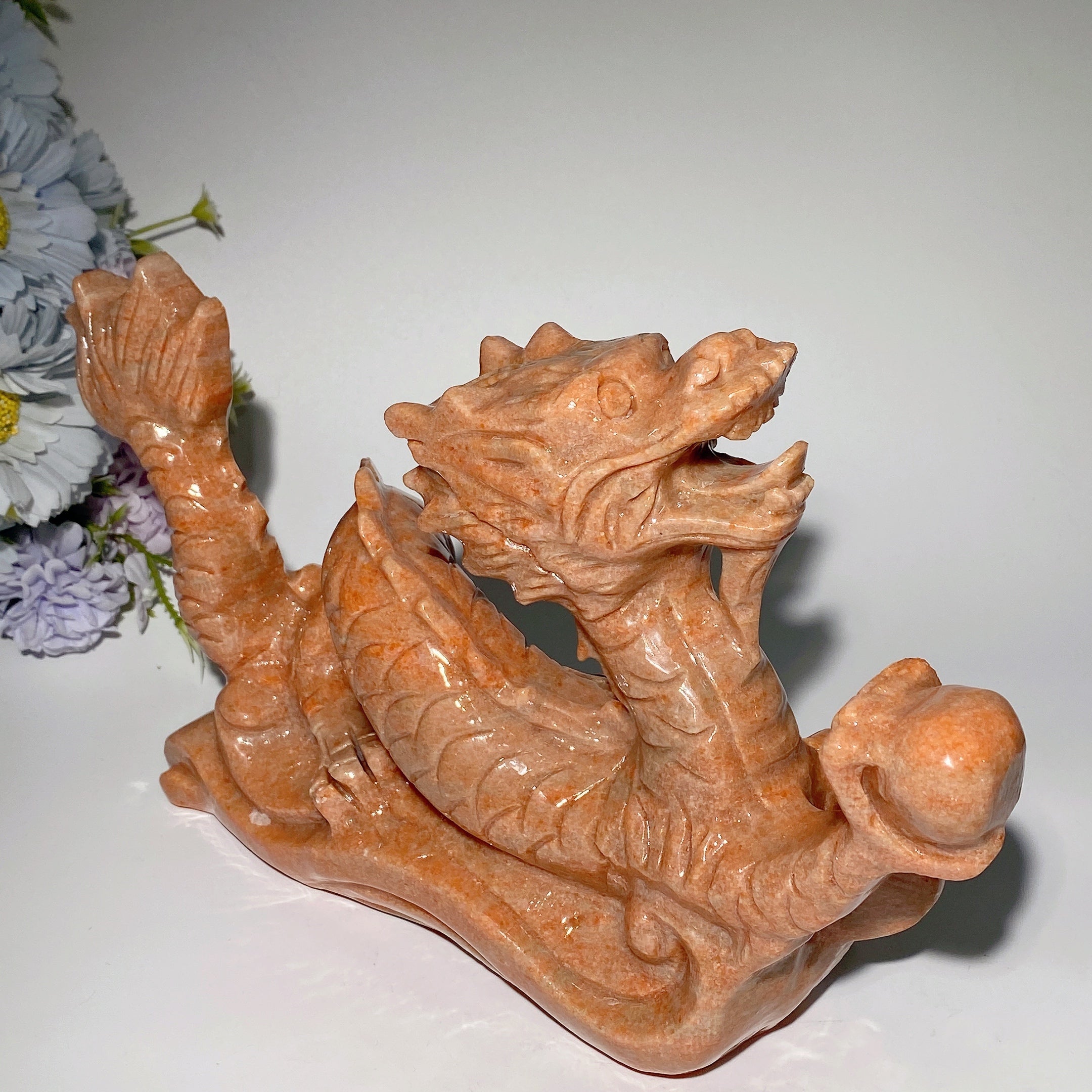 11 inch Sunstone Dragon Crystal Carving for Healing