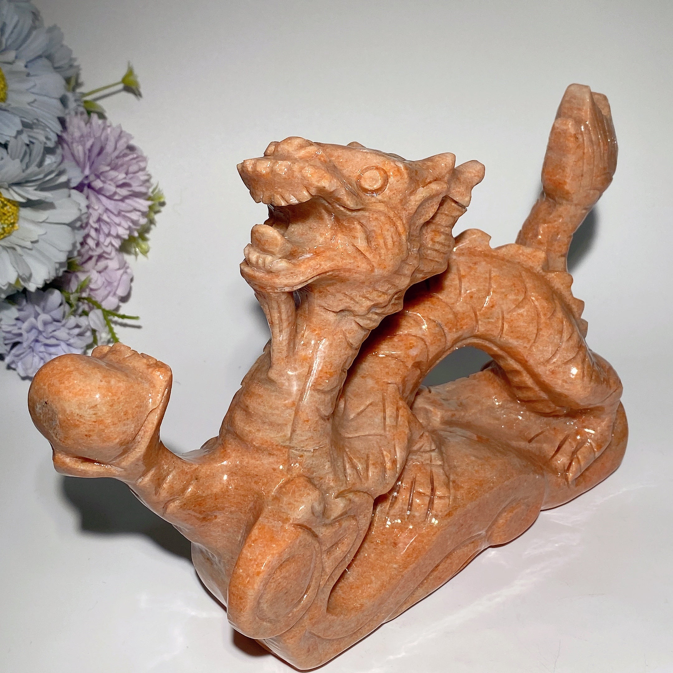 11 inch Sunstone Dragon Crystal Carving for Healing