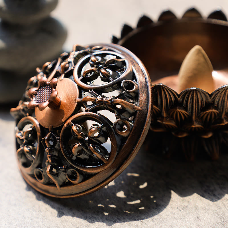 Lotus Shaped Zinc Alloy Incense Burner for Meditation