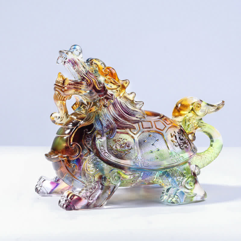 Liuli Feng Shui Dragon Turtle Crystal Art Piece