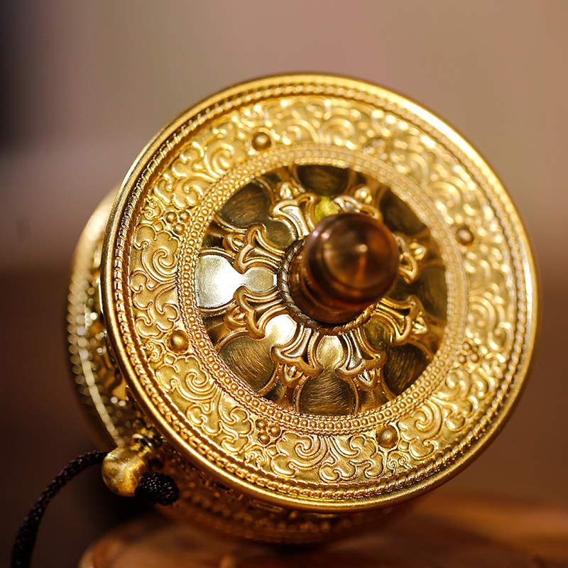 Sandalwood Prayer Wheel with Om Mani Padme Hum Mantra | Healing Sounds