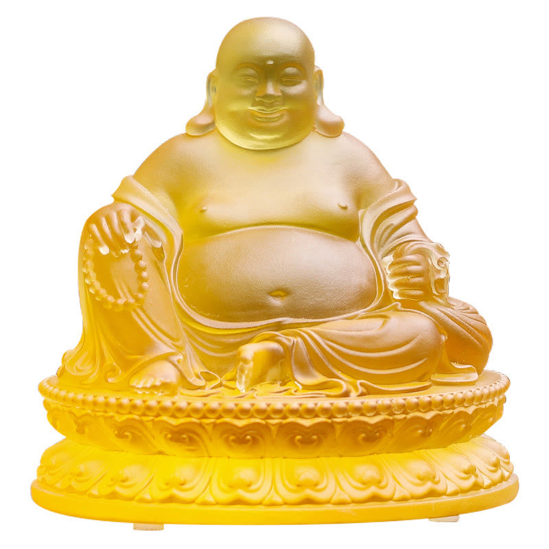 Handmade Liuli Laughing Buddha Statue for Wealth & Luck