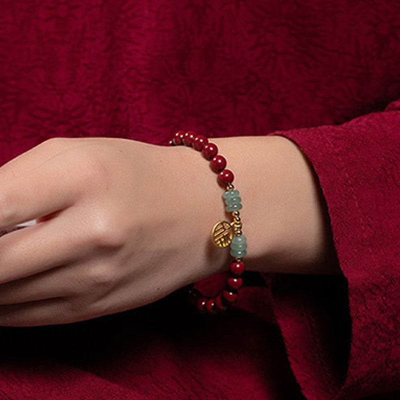 6mm Cinnabar Green Aventurine Luck Blessing Bracelet