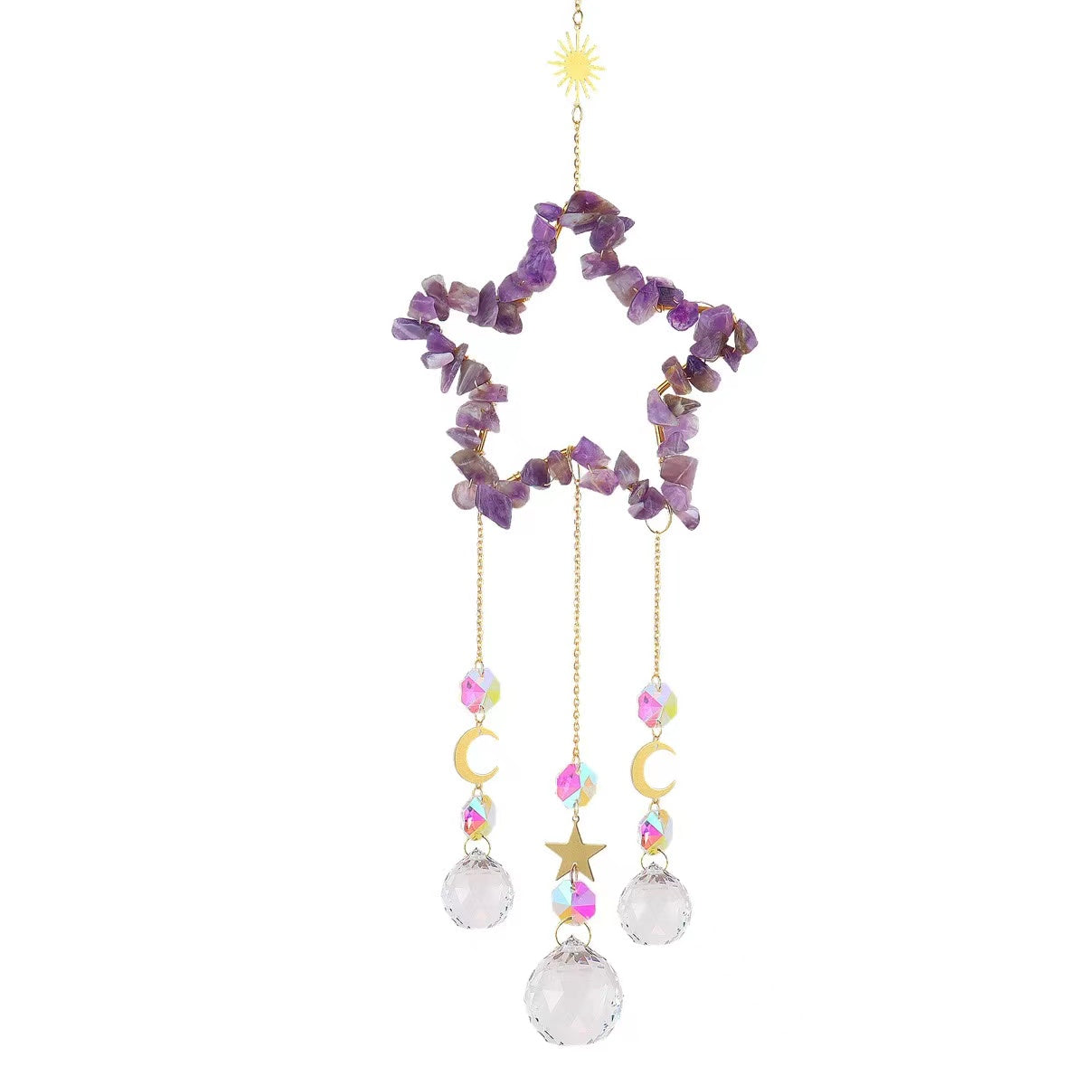 11cm Crystal Suncatcher with Natural Gemstones for Home