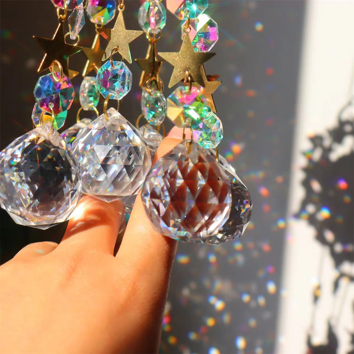 11cm Crystal Suncatcher with Natural Gemstones for Home