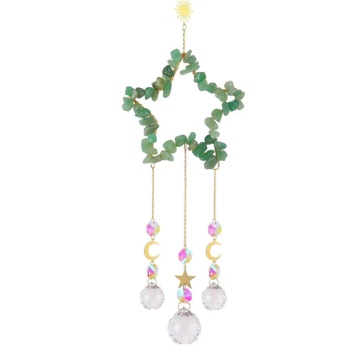 11cm Crystal Suncatcher with Natural Gemstones for Home