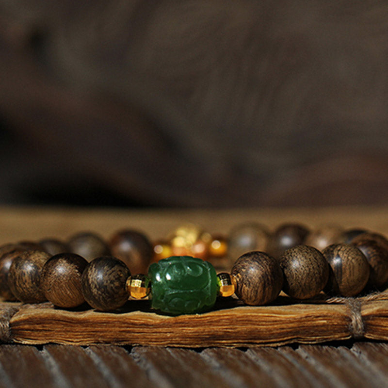8mm Brunei Agarwood Lotus Peace & Strength Bracelet