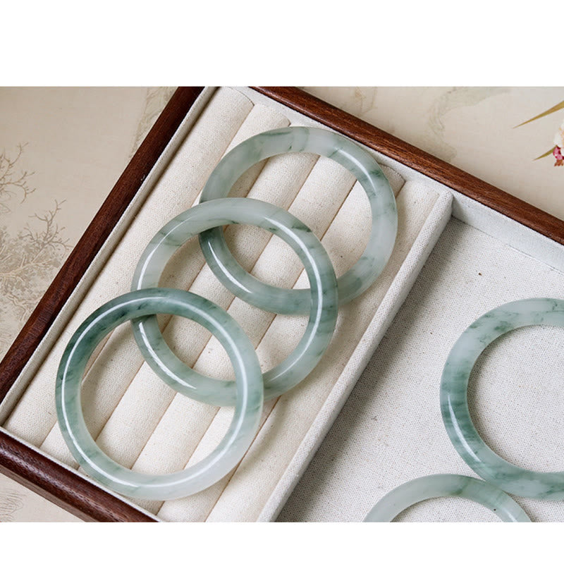 Natural Jade Luck Prosperity Bangle Bracelet 56mm