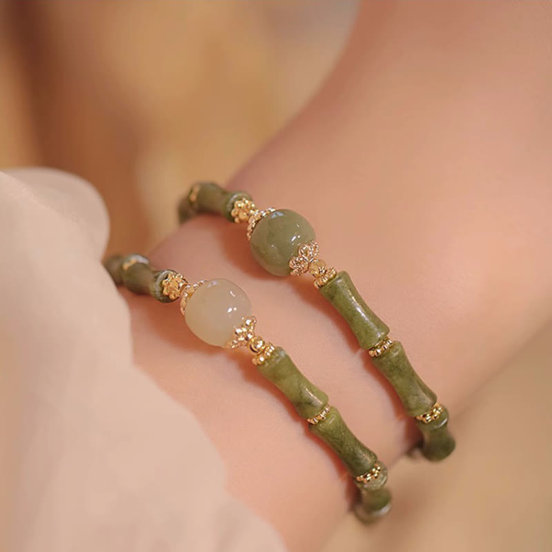 11mm Peridot Hetian Jade Luck Jade Bracelet