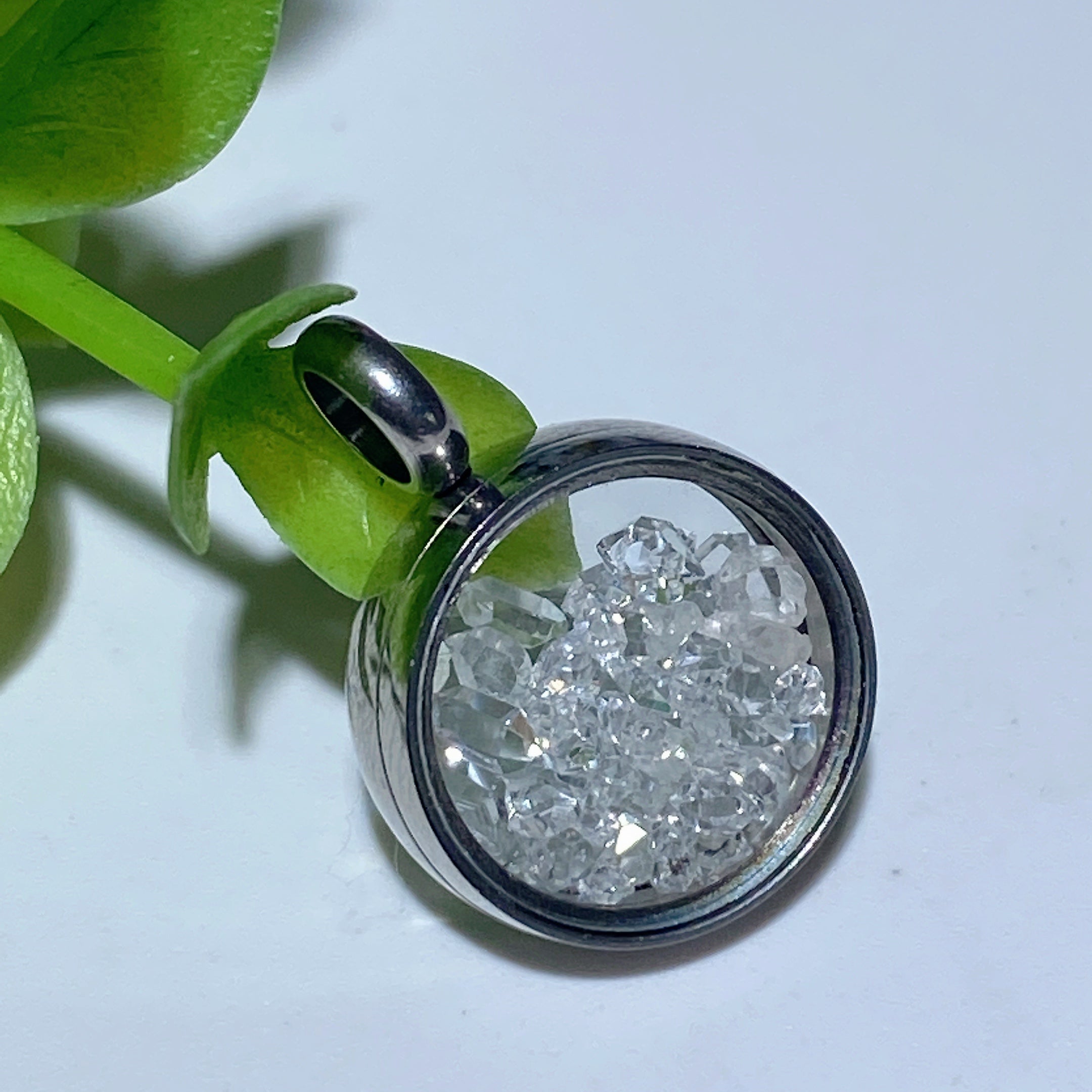 12-20mm Rainbow Opal Fluorite Herkimer Diamond Crystal Pendant