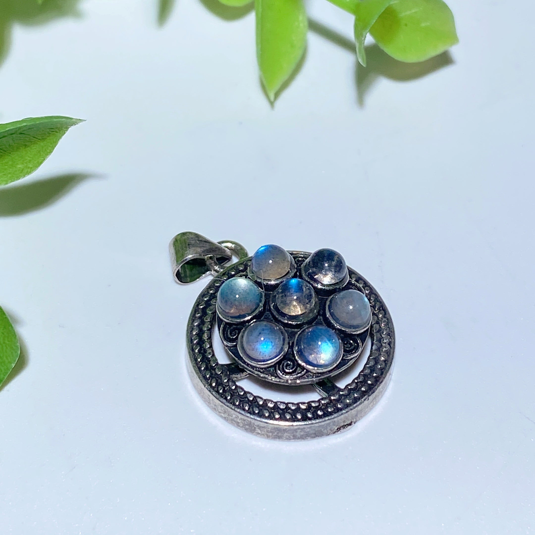 12-20mm Rainbow Opal Fluorite Herkimer Diamond Crystal Pendant