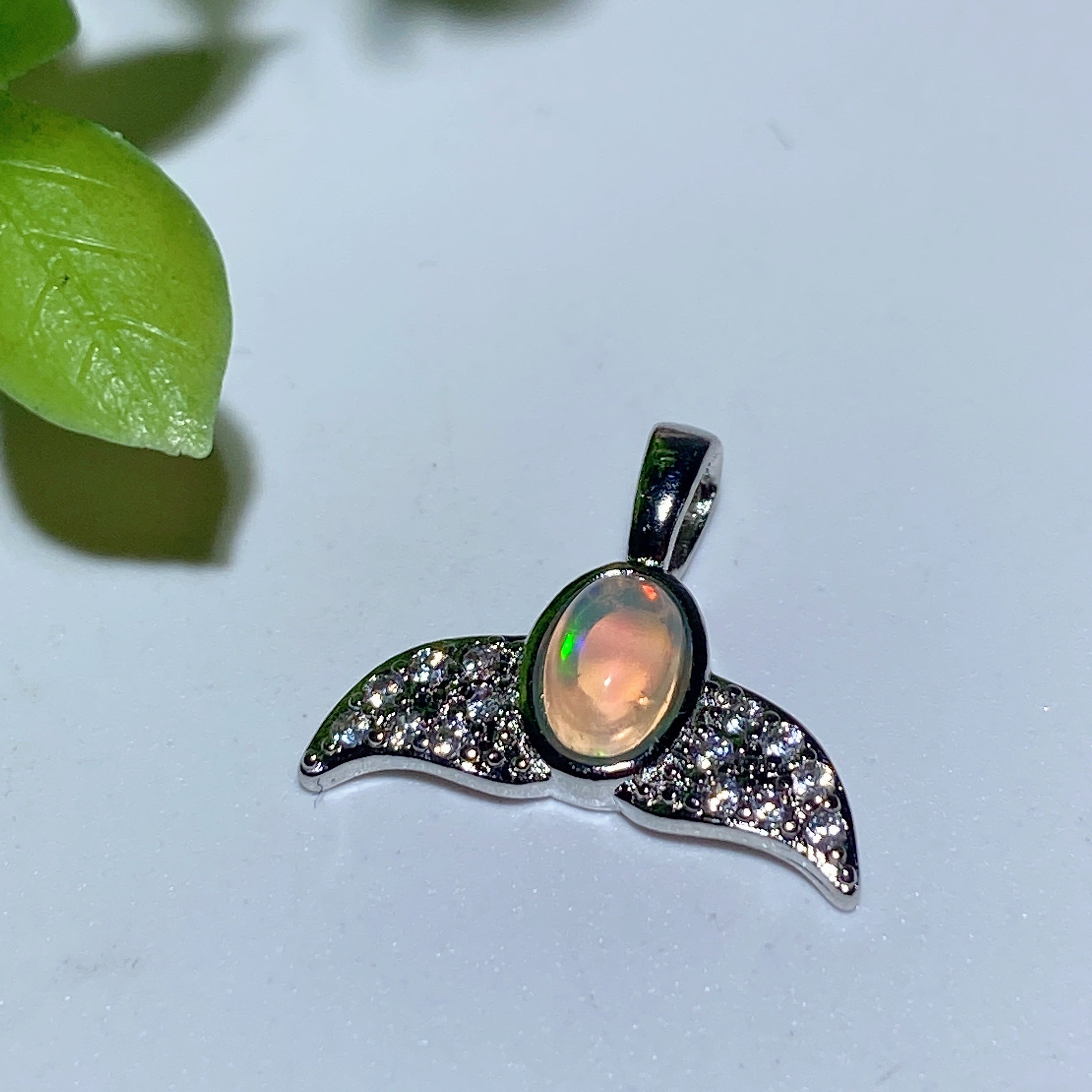 12-20mm Rainbow Opal Fluorite Herkimer Diamond Crystal Pendant