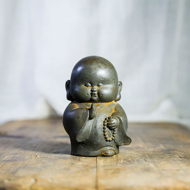 12.7cm Rust Version Buddha Statue | Handmade Little Monk Decor