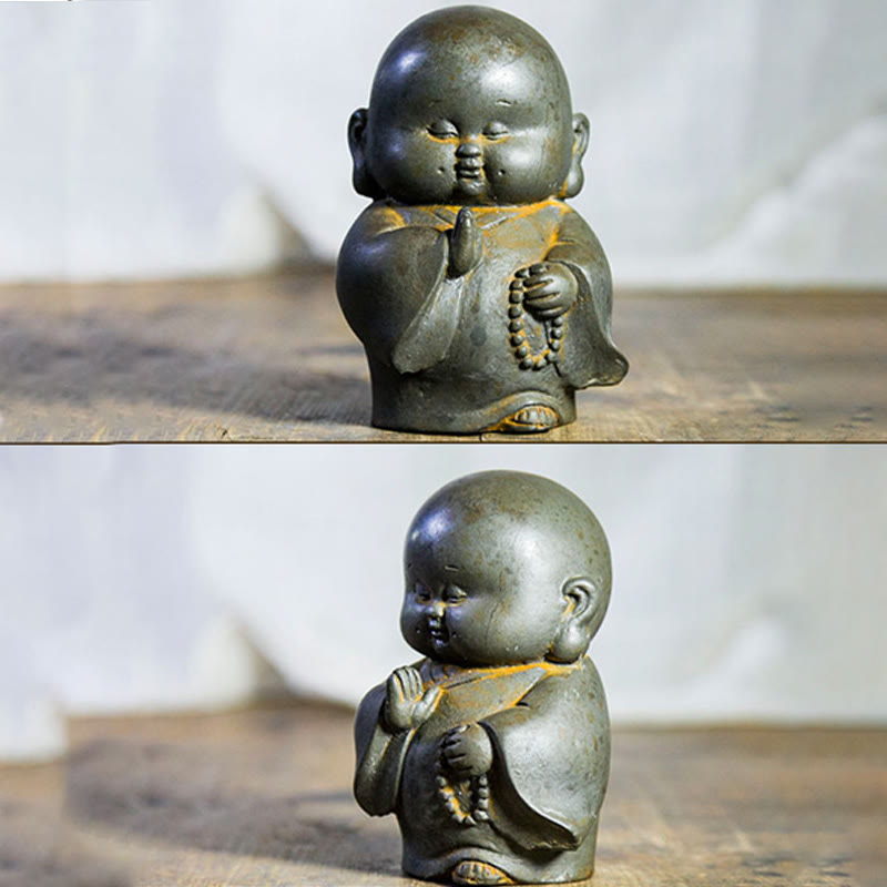 12.7cm Rust Version Buddha Statue | Handmade Little Monk Decor