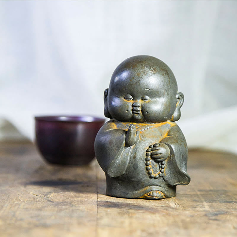 12.7cm Rust Version Buddha Statue | Handmade Little Monk Decor
