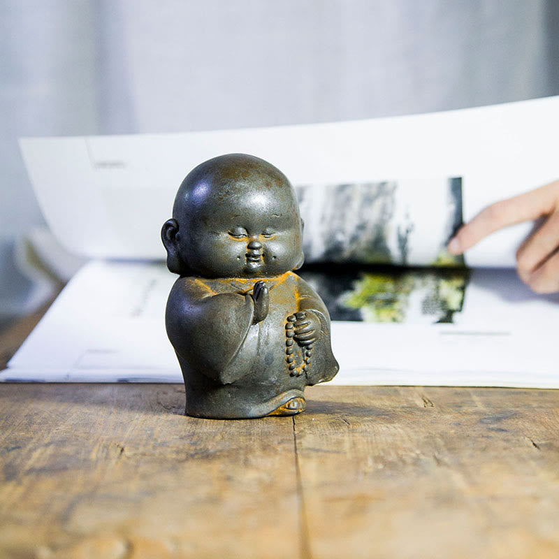 12.7cm Rust Version Buddha Statue | Handmade Little Monk Decor