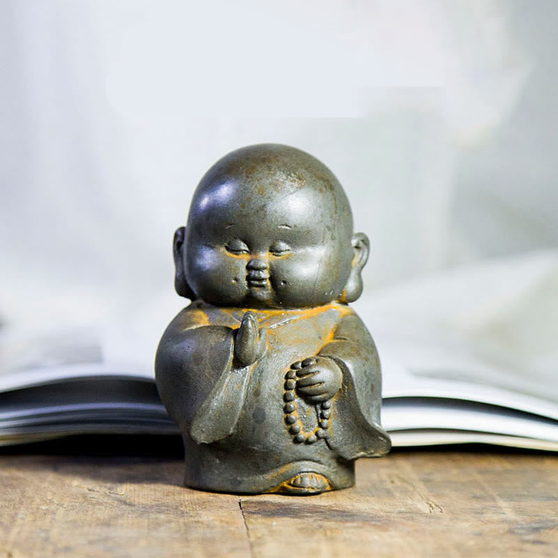 12.7cm Rust Version Buddha Statue | Handmade Little Monk Decor