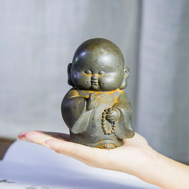 12.7cm Rust Version Buddha Statue | Handmade Little Monk Decor