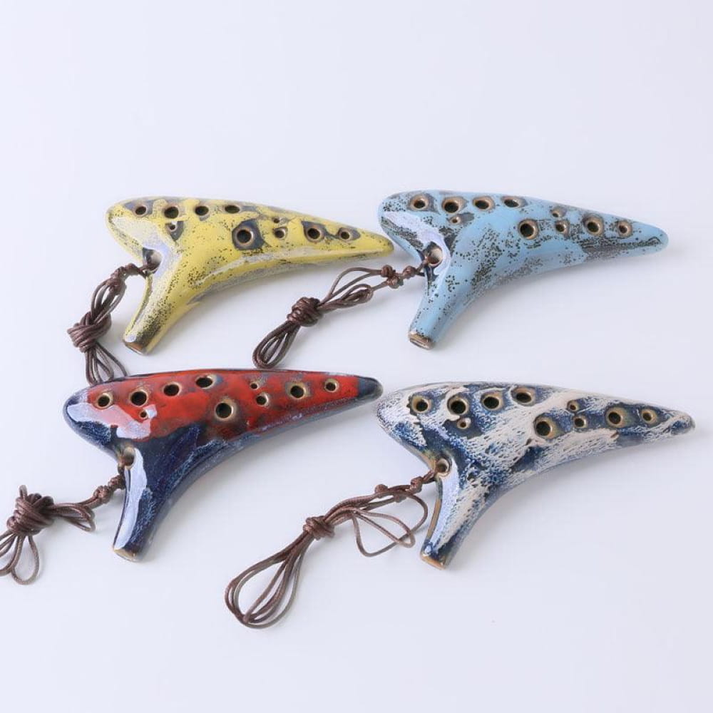 Colorful bird-shaped ceramic ocarinas with holes and strings for 12 Hole Alto C instrument