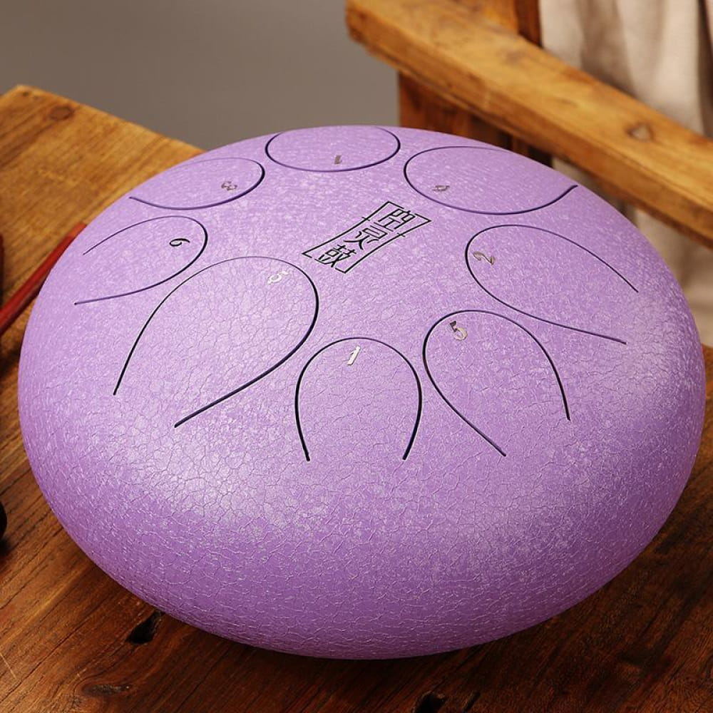 Purple steel tongue drum with etched tone markers for 12-Inch 8-Note C Key model