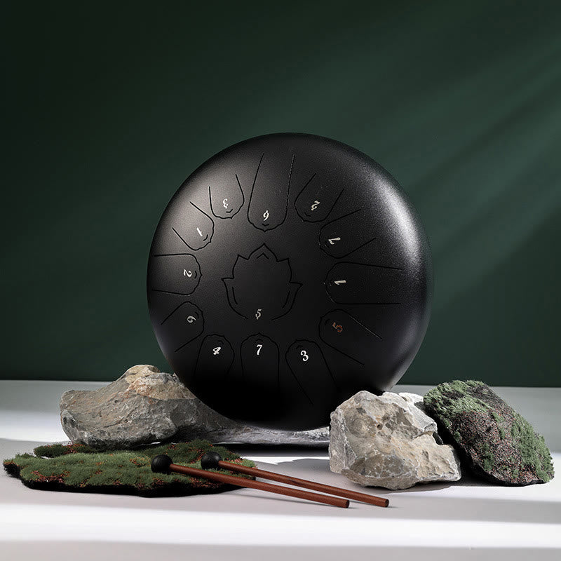 12-Inch Steel Tongue Drum Lotus Pattern for Meditation