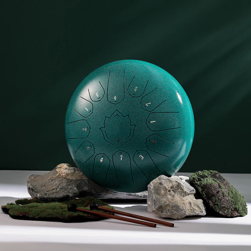 12-Inch Steel Tongue Drum Lotus Pattern for Meditation