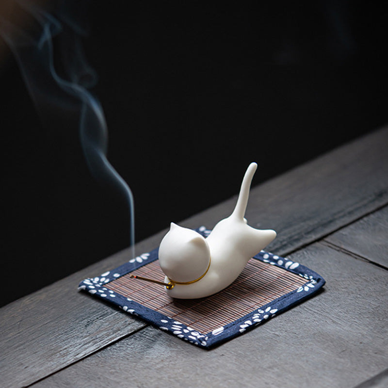 Ceramic Cat Panda Incense Burner | Blessing Decoration