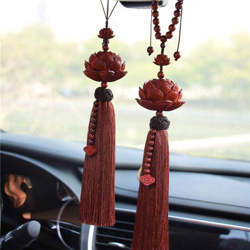 Small Leaf Red Sandalwood Zen Decor | Luck & Protection Tassel