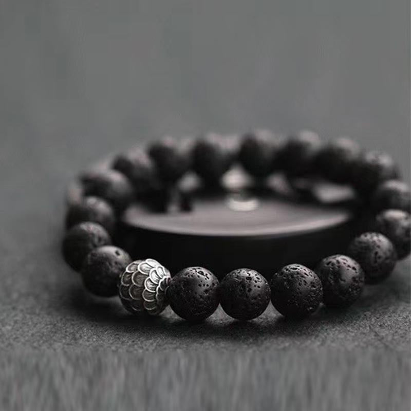 10mm Lava Rock Spiritual Healing Bracelet for Grounding